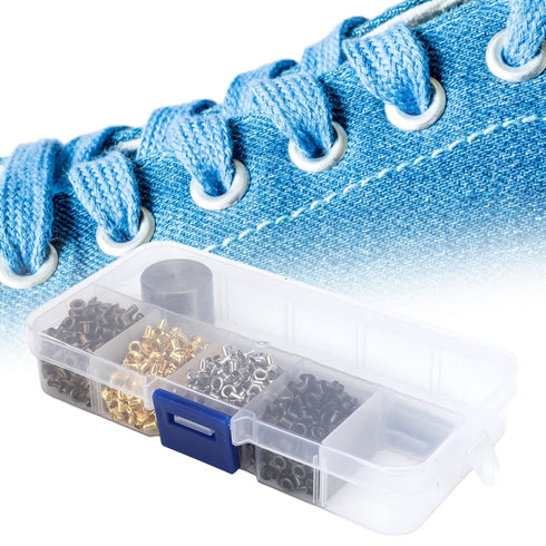 Grommet Tool Kit, Eyelet Repair Grommets Setting Install Plated Copper Metal Kit with Plastic Storage Box for Fabric Tarps Leather Shoelaces Belts...