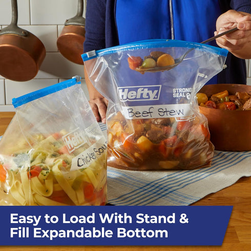 Hefty Slider Freezer Kitchen Storage Bags, Gallon Size, 56 Count...