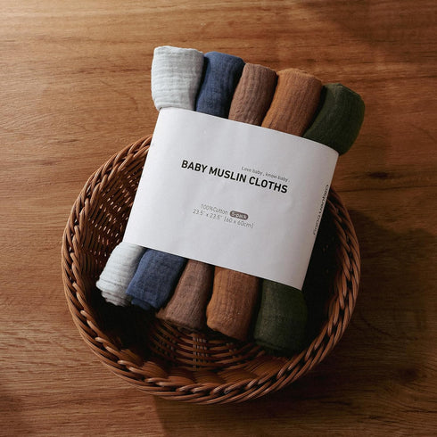 Muslin Swaddle Blankets, Neutral Burp Cloths Receiving Blanket Swaddling for Newborn Boys and Girls, 5 Pack Breathable and Skin-Friendly Swaddle W...