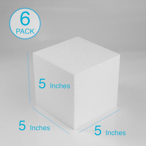 Silverlake Craft Foam Cubes - American-Made Hard Foam - 6-Pack 5x5x5" EPS Blocks for Professional Modeling & Projects...