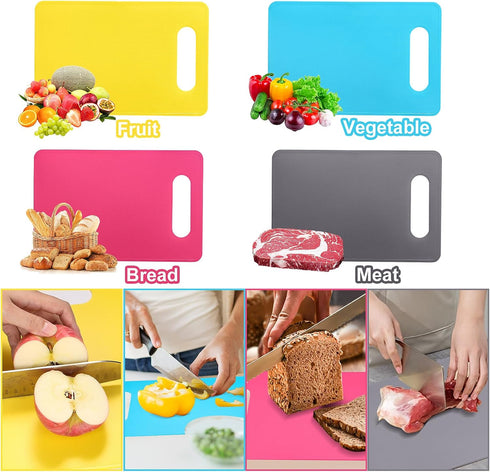 Flexible Cutting Board BPA Free 4 Colored Plastic Cutting Board Mat Set, Dishwasher Safe, 11.4 IN x 7.5 IN, 2mm Thickness...
