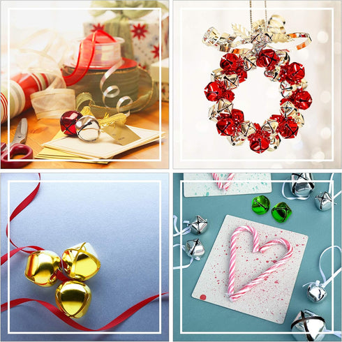 Augshy 200 Pieces Jingle Bells 3/5Inch Craft Bell Bulk for Christmas Home and Pet Decorations Xmas Decor Party Favors Supplies (Red Green Gold Sil...
