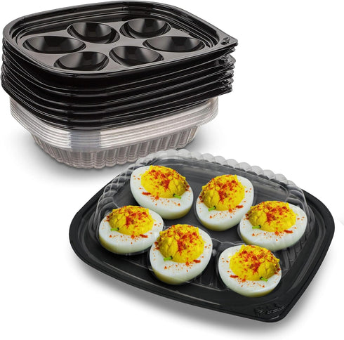 MT Products Clear Deviled Egg Containers Holds 6 Eggs 6.5" x 5.63" x 1.19" - Durable Egg Platter Tray (Pack of 12) - Made in the USA...