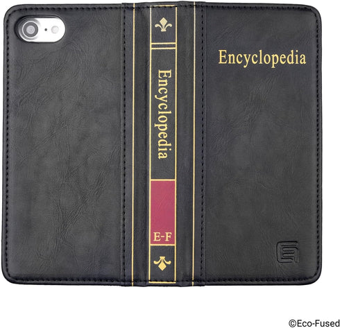 Eco-Fused Book Cover Case Compatible with Apple iPhone 8 and iPhone 7 - Wallet Style Credit Card and Bill Slots Inside - Vintage Encyclopedia Desi...