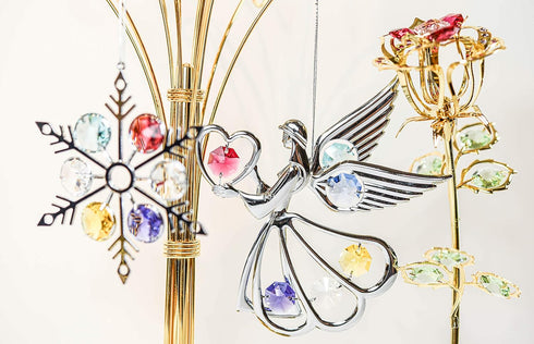 Chrome Plated Angel W/Heart Ornament Mascot Crystal Element...