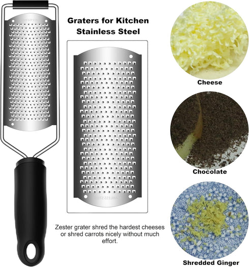 Cheese Zester Grater Handheld with Handle-Lemon Citrus Zester Tool Graters for Kitchen Stainless Steel Salad Spinner Cake Decorating Supplies,Perf...