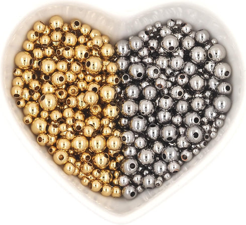 200pcs 18K Gold Filled Spacer Beads That Do Not Fade Easily Smooth Round Beads Seamless Ball Beads Brass Loose Beads Metal Beads for DIY Necklace ...