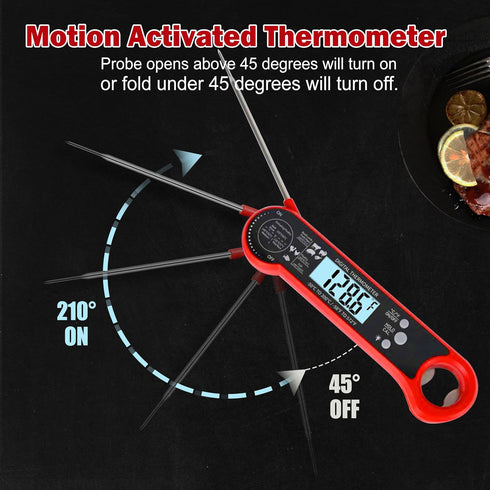 Instant Read Meat Thermometer with LCD Backlight, Waterproof Candy Thermometer and Food Thermometer for Cooking, Foldable Probe Meat Thermometer D...
