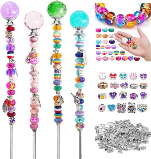 Beaded Garden Stakes, Garden Stake Crafts for Kids, Fairy Garden Stakes Accessories with Beads, Fairy Sticks for Garden Craft Supplies, Garden Art...