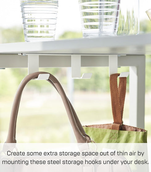 YAMAZAKI Home Tower Under Desk Hanger Hooks, Headphone Headset Bag Or Charger Storage Holder for Bedroom Or Office - Steel...