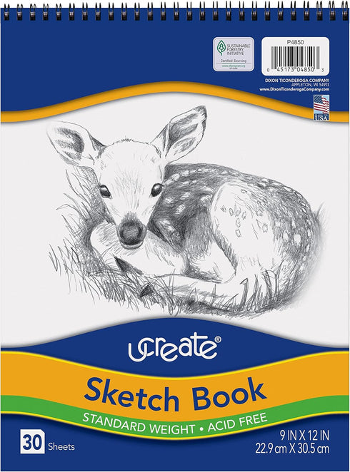 UCreate Sketch Book, Standard Weight, 9" x 12", 30 Sheets...