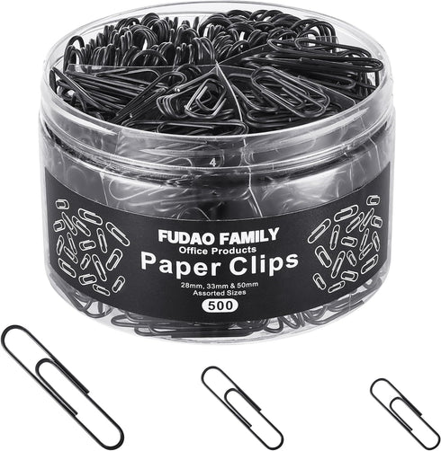 500pcs Paper Clips Assorted Sizes, Small, Medium and Large?1.1inch, 1.3inch and 2inch) Paper Clips, Vinyl Coated Paperclips for Office, School, Ho...