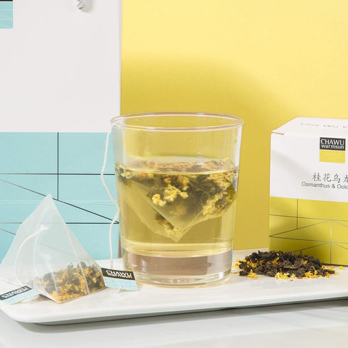ChaWuWarmSun Osmanthus & Oolong Tea Bags,16 Tea bags,8 Count/Box(Pack of 2),Natural Osmanthus with Light Roasting TieGuanYin Oolong Tea Loose Leaf...