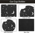 4 Pieces Black Moons White Stars Print Car Accessories Set Black Moons White Stars Steering Wheel Cover with 2 Pieces Car Cup Holder and Leather K...