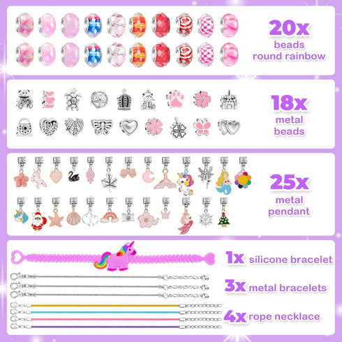 SUYUKI Charm Bracelet Making Kit, Unicorn Mermaid Girls Toy Girls Toys 8-10 Crafts for Girls Ages 4-8 Jewelry Making Kit for Girls 8-12 Toys for G...