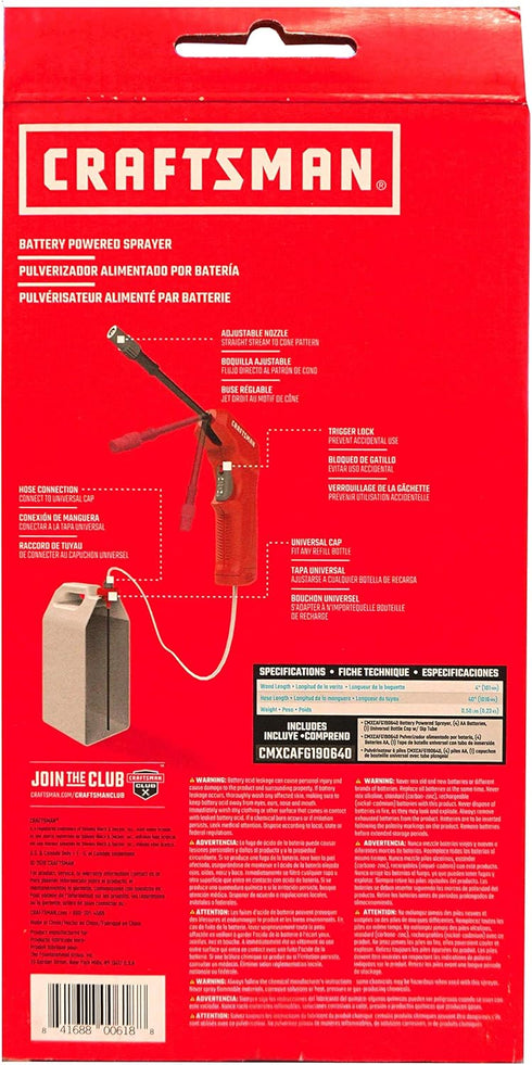 CRAFTSMAN Battery Powered Sprayer Wand (CMXCAFG190640)...