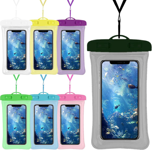7 Pcs Waterproof Phone Pouch, Universal IPX8 Floating Waterproof Cell Phone Case Dry Bag, Compatible with Most Cell Phone on Market, Waterproof Ph...