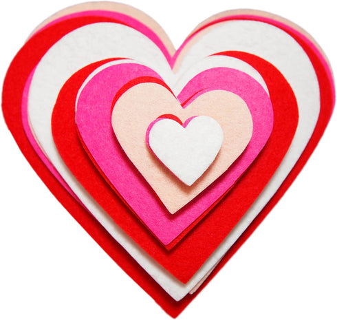 Playfully Ever After 1 to 6 inch Multi-Size Pack Stiff Felt Hearts 18pc (Red, Pink, & White Combo)...