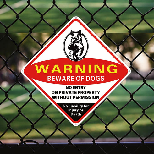 Beware of Dog Sign Warning Signs,no trespassing sign 12.9”x12.9” Reflective Metal Signs 0.70 Aluminum Sign private property Reflective Metal Signs...