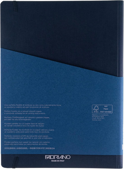 Fabriano Ecoqua Plus Hidden Spiral-Bound Notebook, 8.3" x 11.7", A4, Lined, Navy...