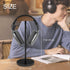 Headphone Stand for Desk - Headset Holder with aluminum alloy support rod, gaming headset stand with wooden support plate...
