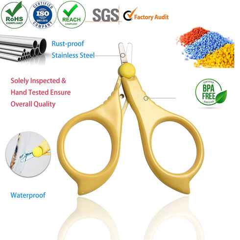 PAFASON Baby Round Tip Safety Manicure Nail Scissors and Baby Glass Nail File Set, Stainless Steel, Czech Float Glass, Ideal Shower Gift for Infan...