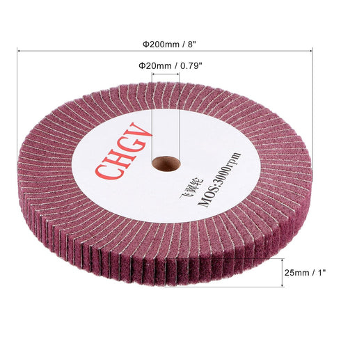 uxcell 200mm x 25mm 320 Grit Non-Woven Polishing Burnishing Wheel Abrasive Cloth Nylon Wire Drawing Flap Wheel for Stainless Steel Metal Red...