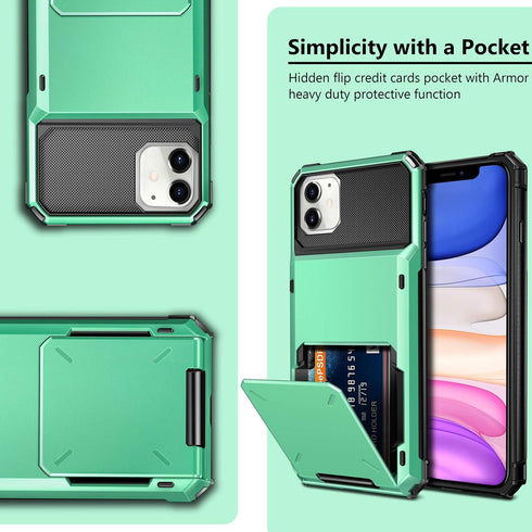 Vofolen Case for iPhone 11 Case Wallet 4-Card Holder ID Slot Flip Door Hidden Pocket Anti-Scratch Dual Layer Hybrid TPU Bumper Armor Protective Ha...