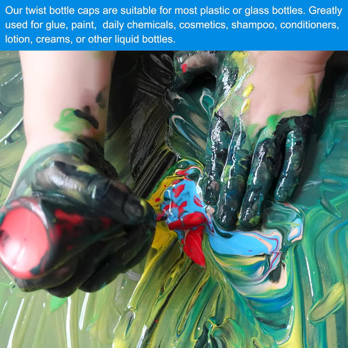 PATIKIL 24/410 Twist Bottle Caps, 15Pcs Plastic Ribbed Edge Squeeze Bottle Replacement Caps with Foam Gasket for Paint Lids Glue Dispensing Bottle...