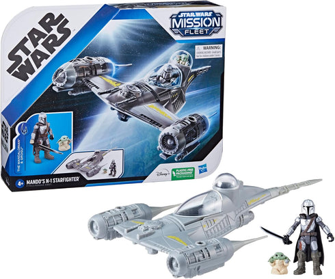 STAR WARS Mission Fleet Mando's N-1 Starfighter, Grogu & Mandalorian Action Figure Set, Ships, Toys for 4 Year Old Boys & Girls...