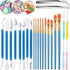 24 Pieces Cookie Decorating Fondant Cake Decorating Tool Set Include Brushes Sugar Stir Needle Fondant Modeling Tool Elbow and Straight Tweezer(Bl...