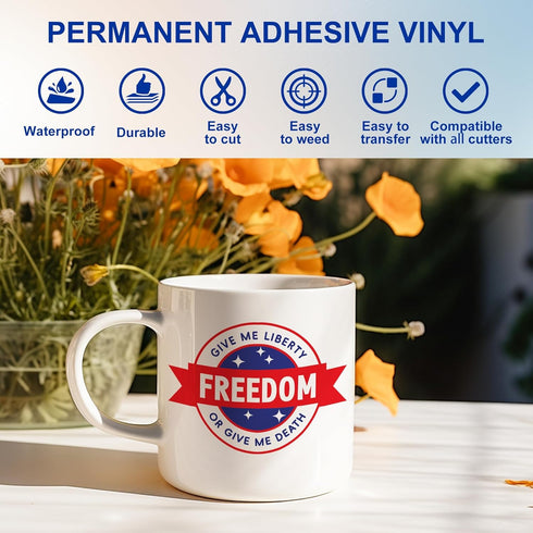Black Permanent Vinyl 12" x 10ft Roll, Glossy Adhesive Vinyl for All Cutter Machines, for Home Decal, Permanent Vinyl for DIY, Art Craft Decor, Cu...