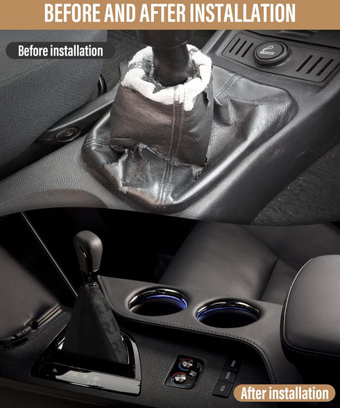 YAKEFLY Canvas Gear Shifter Cover, JDM Style Hyper Fabric Dust Cover & Knob Boot (Black)...