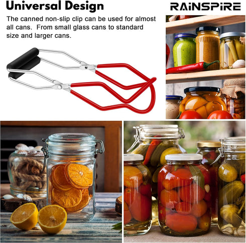 Canning Jar Lifter, Canning Tongs Jar Lifter, Canning Tools, Canning Supplies for Home Kitchen, Stainless Steel, Red...