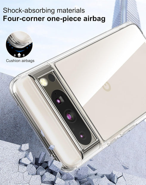 for Pixel 8 Pro Case,Premium PC+TPU Shockproof Protective Phone Case Cover with Tempered Glass Screen Protector for Google Pixel 8 Pro (Clear)...