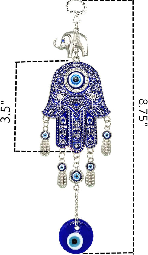 Betterdecor Blue Evil Eye Hamsa Hand Hanging Amulet | Protection and Good Luck Charm Decoration for Home Office Car -028...