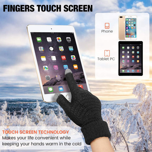 2 Pairs Women's Winter Touchscreen Gloves Warm Fleece Lined Knit Gloves Elastic Cuff Winter Texting Gloves...