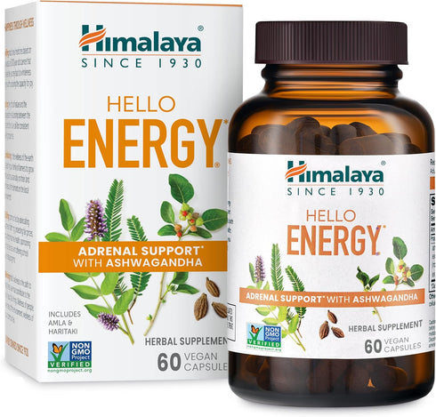 Himalaya Hello Energy Herbal Supplement with Ashwagandha, Amla, Haritaki, Daily Energy Support, Positivity, Metabolism, Caffeine Free, Gluten Free...