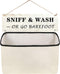 Laundry Room Decor and Organization: Wall-Hanging Lost Socks Storage Bag, Funny Wooden Sign - Single Canvas Basket for Sock Organization (SNIFF & ...