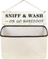 Laundry Room Decor and Organization: Wall-Hanging Lost Socks Storage Bag, Funny Wooden Sign - Single Canvas Basket for Sock Organization (SNIFF & ...