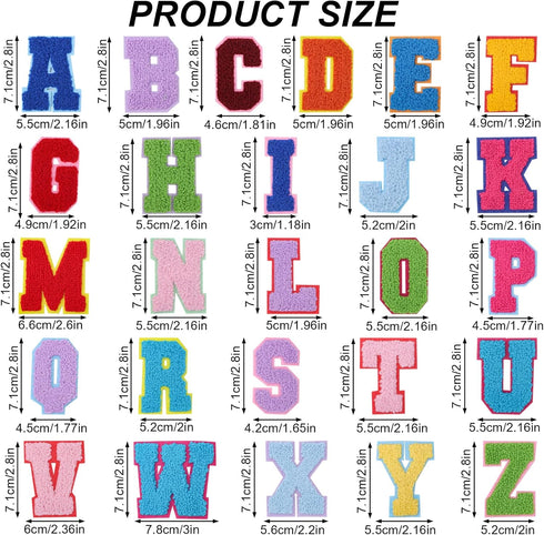 78PCS Iron-on Letter Patches A-Z Embroidered Alphabet Applique Sew-on Letter Patches with Iron-on Adhesive for Decorating Repair Hats Shirts Jeans...