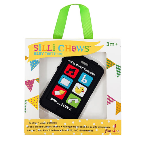 Cell Phone Teether | Cute Baby Teether Black | Kids Pretend Play Toy Fake Phone for Babies | Mobile Telephone Silicone Teething Toy | Infant Pain ...