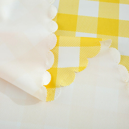 MANGATA CASA Yellow Gingham Round Tablecloth-Checkered Table Cloth Waterproof Kitchen & Table Linens-Polyester Buffalo Plaid Wrinkle Free Table Co...