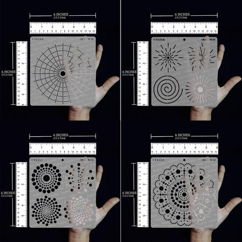 CrafTreat Dot Mandala Stencils for Painting on Wood, Canvas, Paper, Floor, Wall and Tile - Dot Mandala Basics, Outlines, Round and Radar - 4 Pcs -...