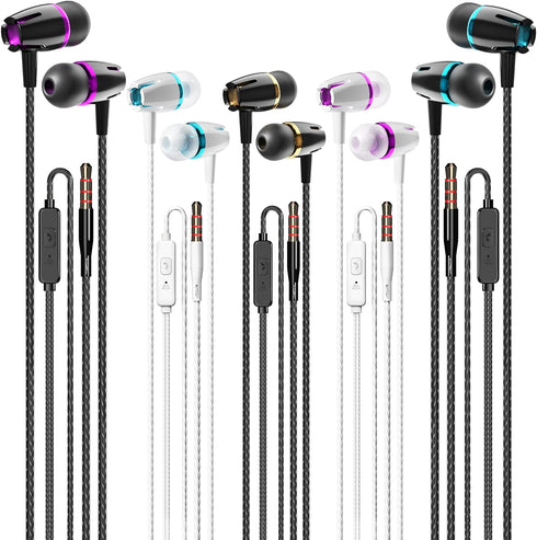 Kirababy Earbuds Wired with Microphone, 5 Pack Wired Headphones with Powerful Heavy Bass, High Definition, Earphones Wired 3.5mm Jack......