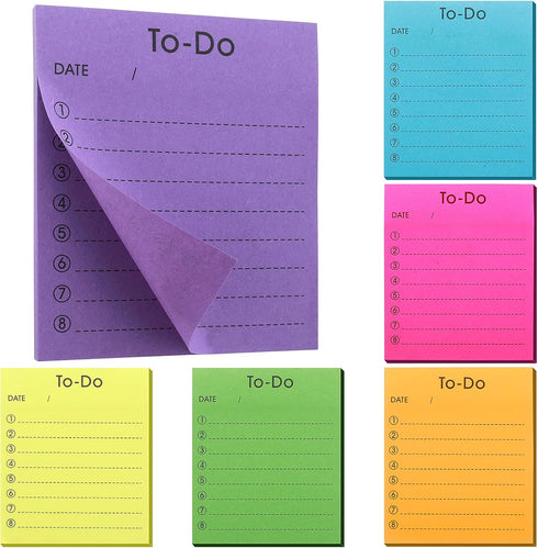 to Do List Self-Stick Notes, 6 Pack Colorful to Do List Sticky Notepads Lined Post It Notes Daily Planner Sticky Notes Home School Office Supplies...