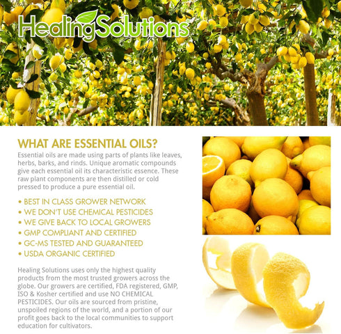 Healing Solutions 60ml Oils - Lemon Essential Oil - 2 Fluid Ounces...