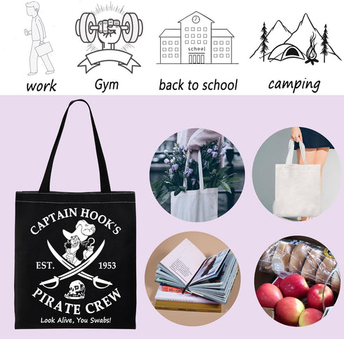 ENSIANTH Captain Hooks Pirate Crew Tote Bag Magical Kingdom Trip Gift Villain Gang Shoulder Bag Cruise Vacation Gift...