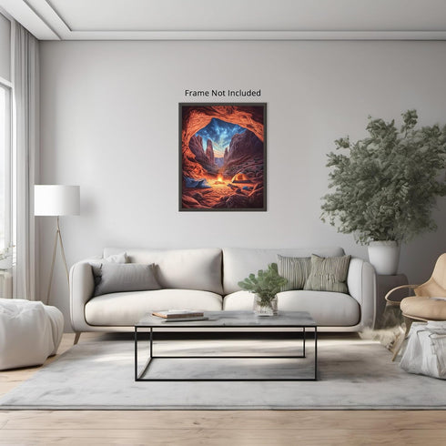 Posterizer 1 pcs-peaceful campsite set up under a rock arch 2-Landscape & Nature Art-Workplace & Office Art-Living Room Bedroom Decor- unframed wa...