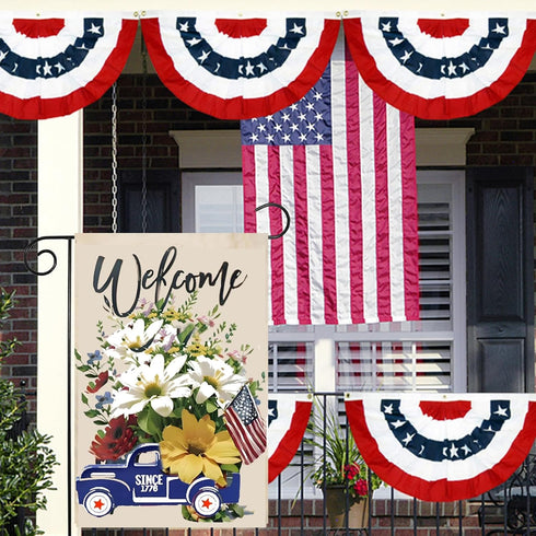 4th of July Summer Garden Flag, 12x18 Inch Patriotic Celebration Double-Sided Decorative Burlap Yard Flag for Memorial Day Independence Day Outsid...